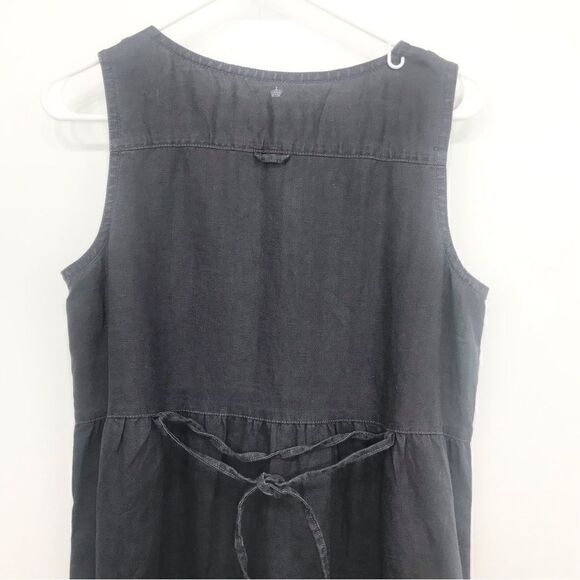 G1 Goods Summer Slate Gray 100% Linen Sleeveless Button Down Dress with Pockets - Picture 7 of 15